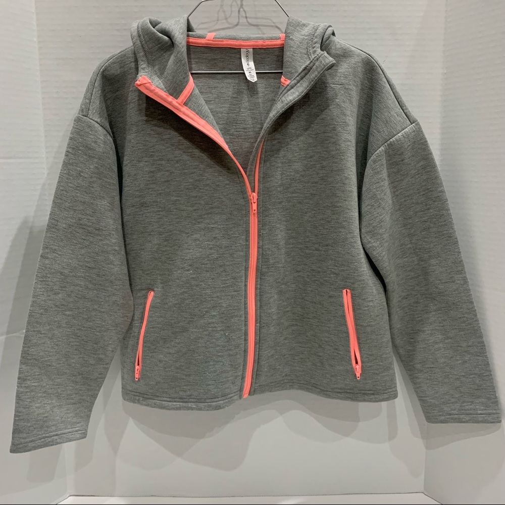 Ideology Gray & Orange Girls Athletic/ Utility Hoodie Jacket Size Extra Large